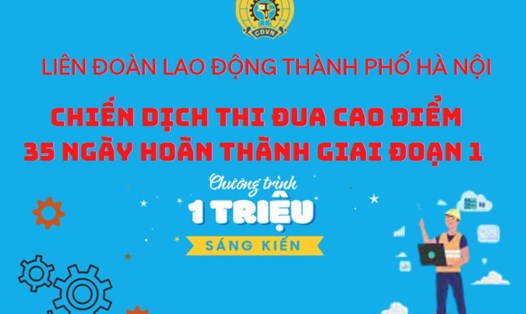Liên đoàn Lao động Thành phố Hà Nội phát động Chiến dịch 35 ngày cao điểm phấn đấu đạt 52.000 sáng kiến. Ảnh: CĐTP