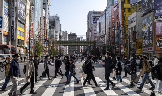 Người đi bộ ở khu mua sắm Akihabara nổi tiếng của Tokyo, Nhật Bản. Ảnh: AFP