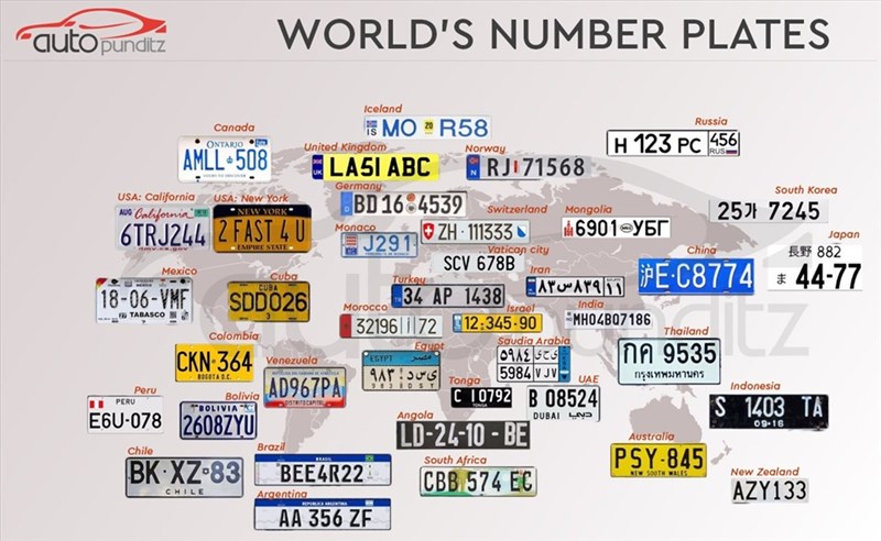 How do countries around the world allow registration of number plates according to individual needs?
