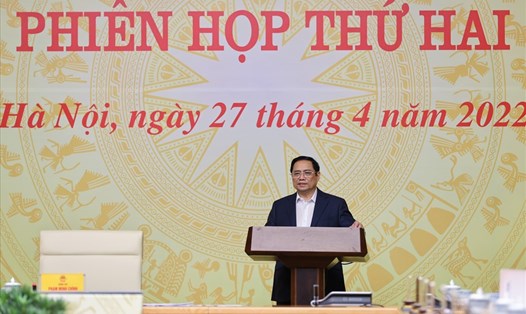 Thủ tướng Phạm Minh Chính phát biểu tại phiên họp của Ủy ban Quốc gia về chuyển đổi số. Ảnh: Nhật Bắc