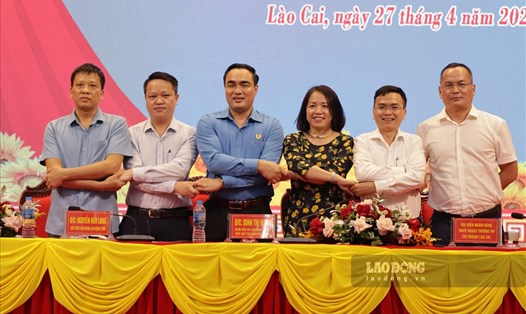 LĐLĐ tỉnh Lào Cai tổ chức lễ phát động Tháng công nhân năm 2022. Ảnh: Văn Đức.