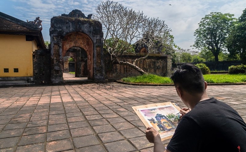Ký họa di sản Huế năm 2022. Ảnh: Bảo Minh
