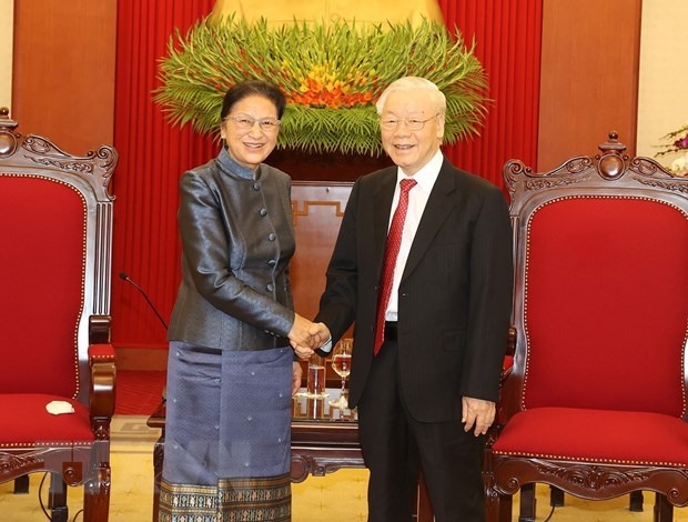 Tổng Bí thư Nguyễn Phú Trọng tiếp Phó Chủ tịch nước Lào Pany Yathotou