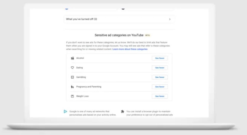 Người dùng Google có thể tự kiểm soát quảng cáo có nội dung nhạy cảm. Ảnh: Alphabet