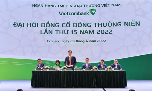 Ông Phạm Quang Dũng - Chủ tịch HĐQT Vietcombank phát biểu tại Đại hội cổ đông thường niên ngày 29.4.2022