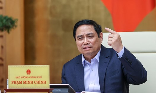 Thủ tướng Phạm Minh Chính phát biểu kết luận tại phiên họp Chính phủ thường kỳ tháng 4.2022. Ảnh: Nhật Bắc