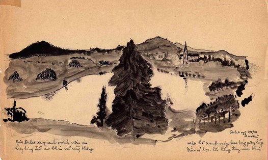 Ký họa phong cảnh Đà Lạt của Hoàng Xuân Hãn ngày 20.5.1946 khi ông đi dự Hội nghị Trù bị Đà Lạt.