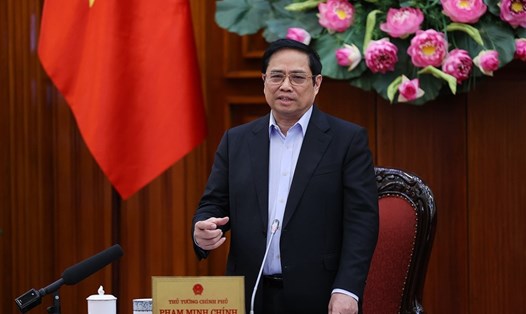 Thủ tướng Phạm Minh Chính phát biểu tại cuộc họp. Ảnh: Dương Giang