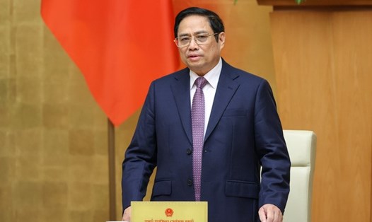 Thủ tướng Phạm Minh Chính phát biểu khai mạc phiên họp Chính phủ thường kỳ tháng 3.2022. Ảnh: Nhật Bắc