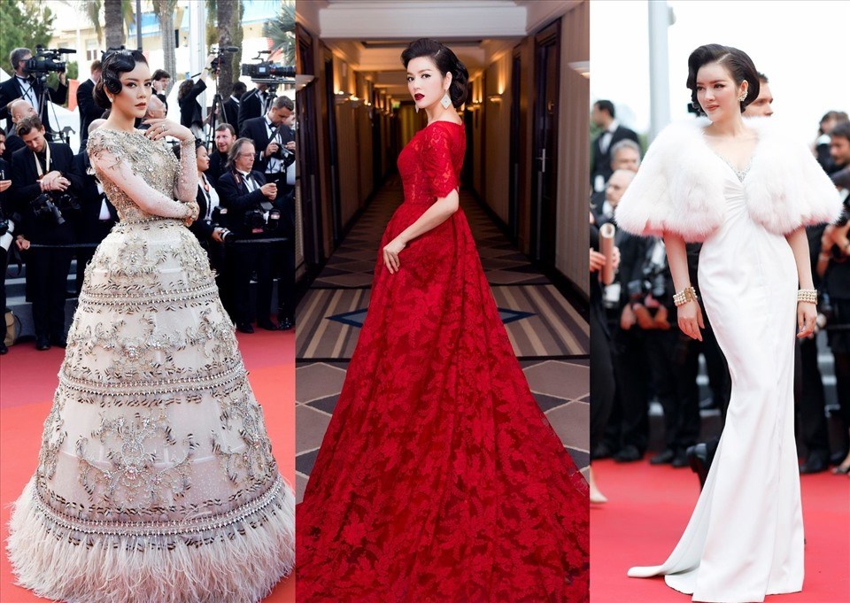 Lý Nhã Kỳ tại Liên hoan phim Cannes các năm. Ảnh: NSCC. Lý Nhã Kỳ tại Liên hoan phim Cannes các năm. Ảnh: NSCC.