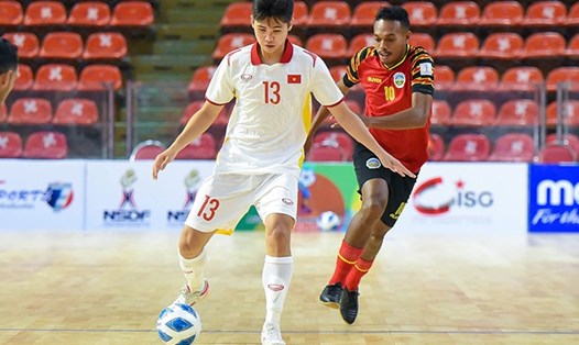 Tuyển futsal Việt Nam giành chiến thắng đậm trước Timor Leste. Ảnh: VFF