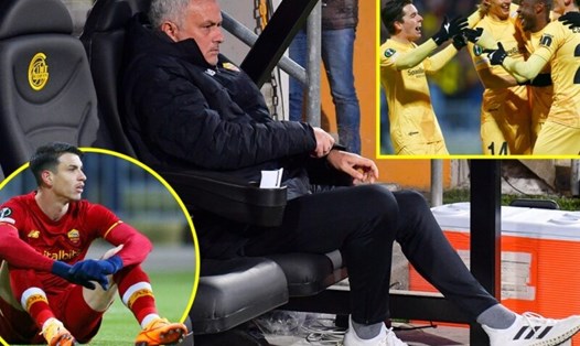 Jose Mourinho bất lực nhìn đội nhà thất bại trận thứ hai trong mùa giải này trên sân Bodo/Glimt. Ảnh: Goad News