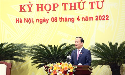 Chủ tịch HĐND TP Hà Nội Nguyễn Ngọc Tuấn phát biểu khai mạc kỳ họp. Ảnh: BTC