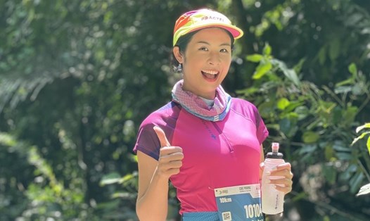 Hoa hậu Ngọc Hân hào hứng khi lần đầu tiên thử sức giải chạy marathon. Ảnh: NVCC