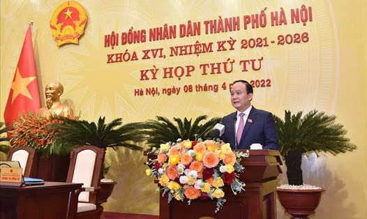 Chủ tịch HĐND TP.Hà Nội Nguyễn Ngọc Tuấn phát biểu bế mạc kỳ họp. Ảnh: BTC