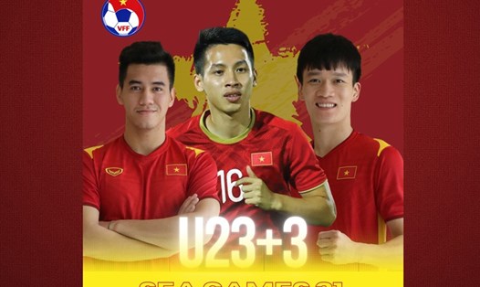 Hùng Dũng, Hoàng Đức, Tiến Linh dự SEA Games 31 cùng U23 Việt Nam. Ảnh: VFF