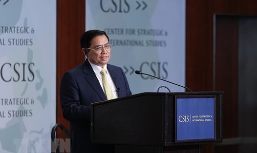 Thủ tướng Phạm Minh Chính phát biểu tại CSIS ngày 11.5.2022. Ảnh: TTXVN