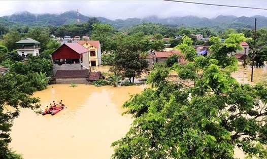 Mưa lớn gây ngập lụt ở Lạng Sơn. Ảnh: CTV