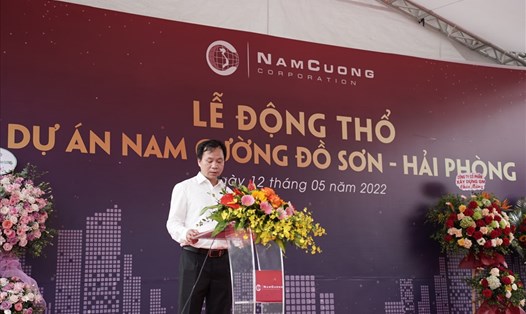 Ông Nguyễn Hồng Phương – Giám đốc Xây dựng Tập đoàn Nam Cường phát biểu tại buổi lễ