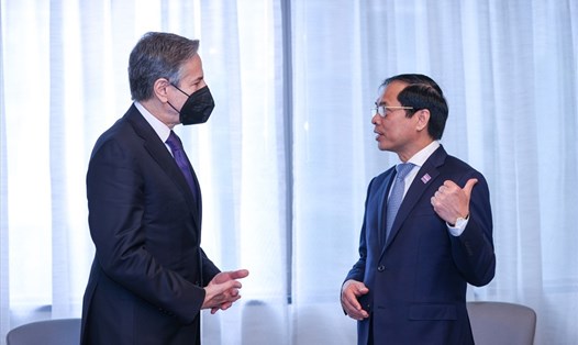 Bộ trưởng Ngoại giao Bùi Thanh Sơn gặp Ngoại trưởng Mỹ Antony Blinken. Ảnh: Bộ Ngoại giao