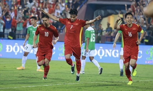U23 Việt Nam chắc suất vào bán kết môn bóng đá nam SEA Games 31. Ảnh: Hải Nguyễn