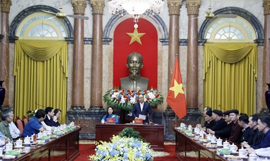 Chủ tịch nước Nguyễn Xuân Phúc phát biểu tại buổi tiếp. Ảnh: TTXVN