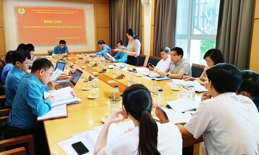 Buổi làm việc với Công đoàn Viện Khoa học Nông nghiệp Việt Nam về thực hiện Điều lệ Công đoàn Việt Nam khoá XII. Ảnh: CĐN