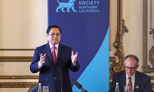 Thủ tướng Phạm Minh Chính dự tọa đàm đổi mới sáng tạo và khởi nghiệp do Asia Society tổ chức. Ảnh: VGP
