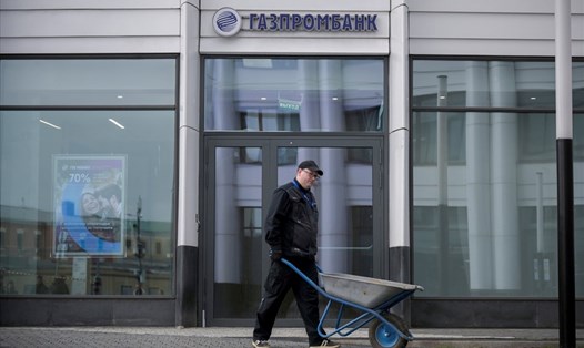 Văn phòng ngân hàng Nga Gazprombank, một công ty con của tập đoàn Gazprom, ở Mátxcơva. Ảnh: AFP