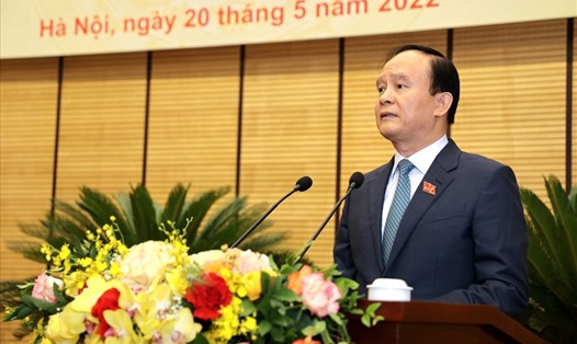 Chủ tịch HĐND TP.Hà Nội Nguyễn Ngọc Tuấn phát biểu tại kỳ họp. Ảnh: P.Đ