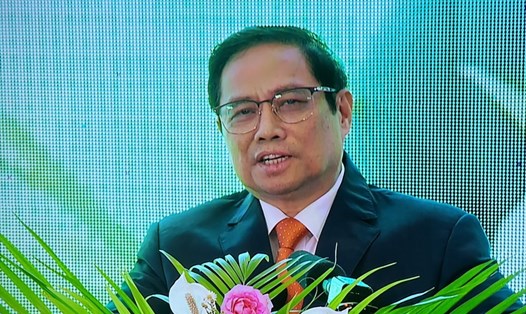 Thủ tướng Phạm Minh Chính phát biểu chỉ đạo tại hội nghị xúc tiến đầu tư tỉnh Gia Lai. Ảnh T.T