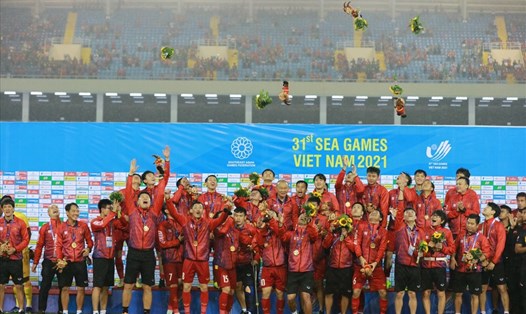 U23 Việt Nam xuất sắc giành huy chương vàng môn bóng đá nam tại SEA Games 31. Ảnh: VFF