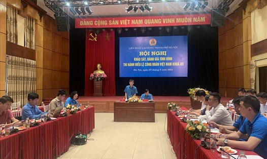 Phó Chủ tịch Tổng Liên đoàn Lao động Việt Nam Trần Văn Thuật chủ trì buổi khảo sát. Ảnh: M.Q