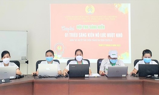 Công đoàn cơ cở Công ty Nidec Việt Nam tham gia Hội thu sáng kiến. Ảnh: Đức Long