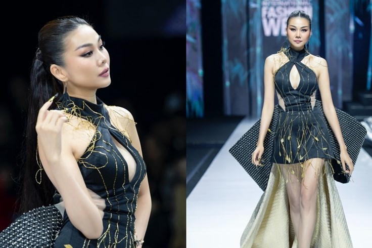 Thanh Hằng diện váy đính nơ lớn, khoe chân dài trên sàn runway Thanh Hằng diện váy đính nơ lớn, khoe chân dài trên sàn runway