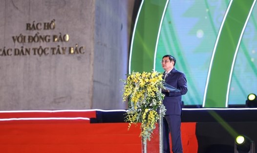 Thủ tướng Chính phủ Phạm Minh Chính phát biểu tại Lễ khai mạc Festival trái cây và sản phẩm OCOP Việt Nam năm 2022 - Ảnh: VGP/Nhật Bắc