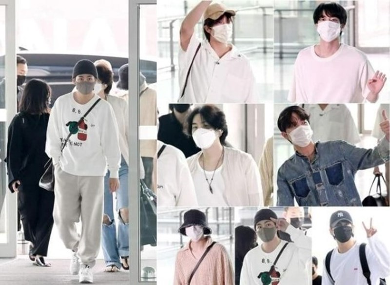 V (BTS) trở thành tâm điểm chú ý khi xuất hiện tại sân bay sang Mỹ