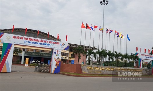 Nhà thi đấu TDTT tỉnh Ninh Bình, nơi diễn ra các trận thi đấu môn Karate tại SEA Games 31. Ảnh: NT