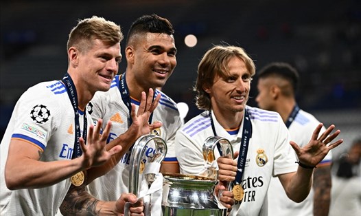 Bộ ba M-C-K cùng nhau đoạt 4 danh hiệu Champions League với Real Madrid.  Ảnh: AFP