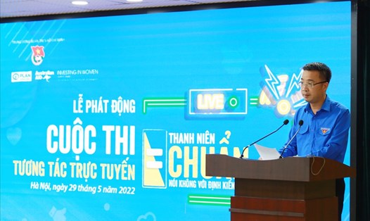 Anh Nguyễn Tường Lâm - Bí thư Ban Chấp hành Trung ương Đoàn phát biểu tại lễ phát động cuộc thi. Ảnh: Toàn Thắng