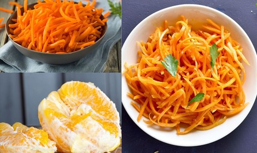 Salad cà rốt và cam là sự kết hợp lạ miệng, bổ dưỡng. Đồ họa: Doãn Hằng