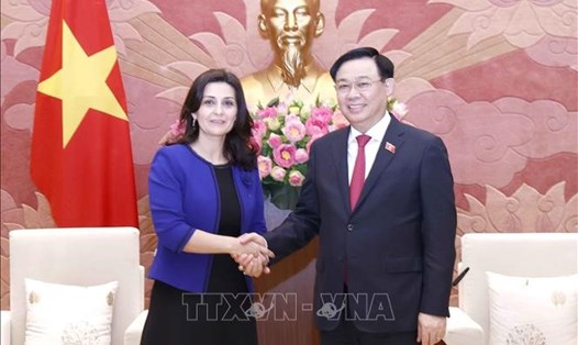 Chủ tịch Quốc hội Vương Đình Huệ đã tiếp Đại sứ Cộng hoà Bulgaria tại Việt Nam Marinela Petkova. Ảnh: TTXVN