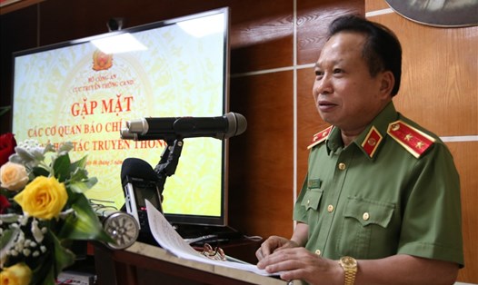 Trung tướng Mai Văn Hà - Cục trưởng Cục Truyền thông Công an nhân dân phát biểu tại buổi gặp mặt chiều 6.5. Ảnh: T.Vương