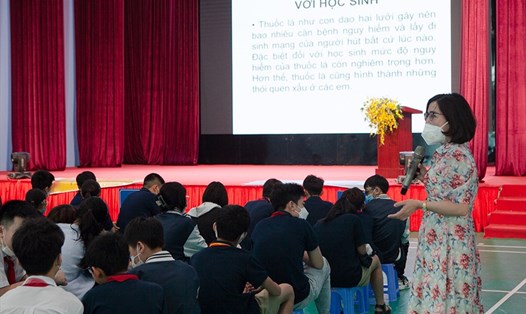 Tập huấn phòng chống tác hại của thuốc lá, thuốc lá điện tử tại Tỉnh Sơn La cho học sinh. Ảnh: FB Vn0khoithuoc