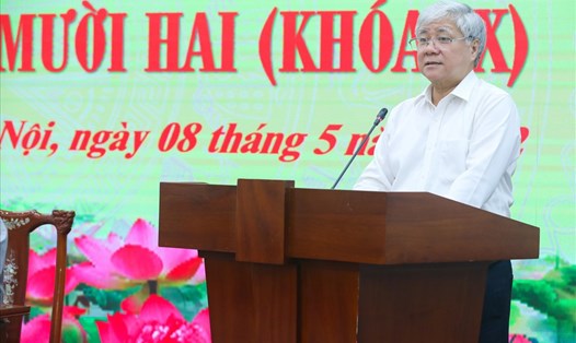 Chủ tịch UBTƯ MTTQ Việt Nam Đỗ Văn Chiến phát biểu tại hội nghị. Ảnh: PV