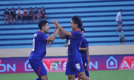 U23 Campuchia có chiến thắng tưng bừng ở trận ra quân tại SEA Games 31. Ảnh: Đăng Văn