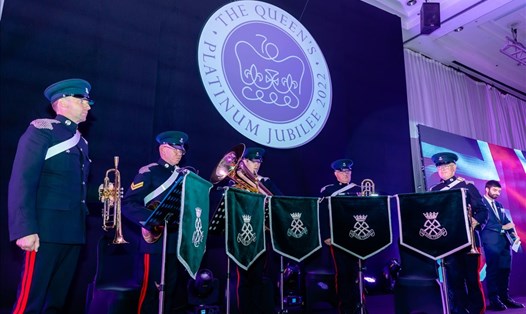 Ban nhạc Hoàng gia Yeomanry tại lễ kỷ niệm sinh nhật Nữ hoàng Anh. Ảnh: ĐSQ Anh
