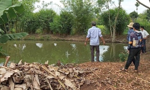 Hiện trường vụ đuối nước mới xảy ra sáng 1.6, tại Đắk Nông, khiến 2 anh em ruột tử vong. Ảnh: PT