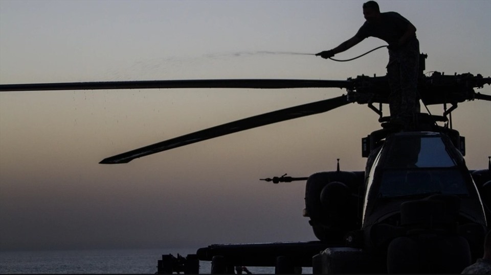 Helicopters deployed after the US Navy's exercise in the Gulf of Ba Tu. Photo: Pentagon Corner