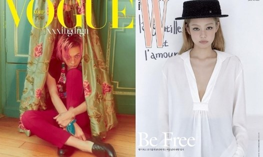 Không hẹn mà gặp, Jennie (Blackpink) và G-Dragon diện đồ Chanel lên tạp chí. Ảnh: Vogue Korea, W